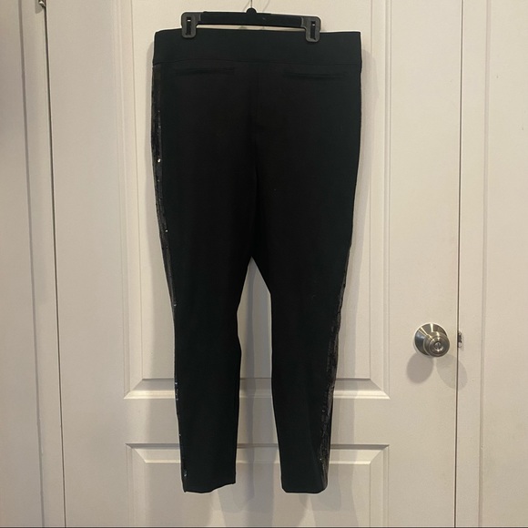 Spanx Perfect Black Pant with Sequin Tuxedo stripe - Picture 3 of 4